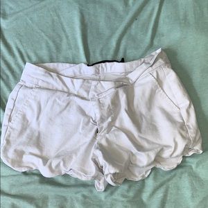 Francesca’s White Scalloped Shorts